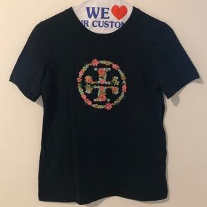 SALE! 🌸 Tory Burch Floral Navy Shirt with Logo